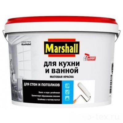 Краска ВД Marshall д/кухни и ванной BW 4,5л., артикул 5248868