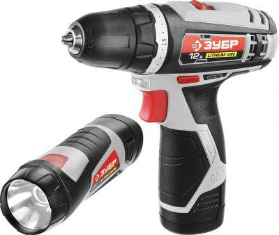 Дрель аккум. Шуруповерт ЗУБР "МАСТЕР", Литий-ион, 12 В, 1.5 Ач, 10 мм, 0-1400 об.мин 2 АКБ, артикул УТ000065518