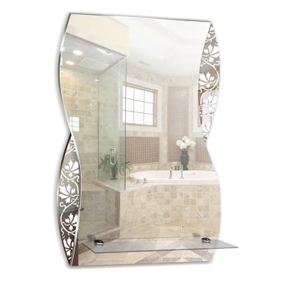 Зеркало MIXLINE "Аква" 395х600 с полкой \пескоструйный рисунок, артикул УТ000034972