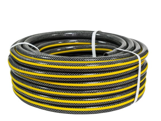 Полив Шланг поливочный армированный ПВХ "СRAB" Напорный 3-слойный 3/4"х25м желтая полоса, артикул 58330