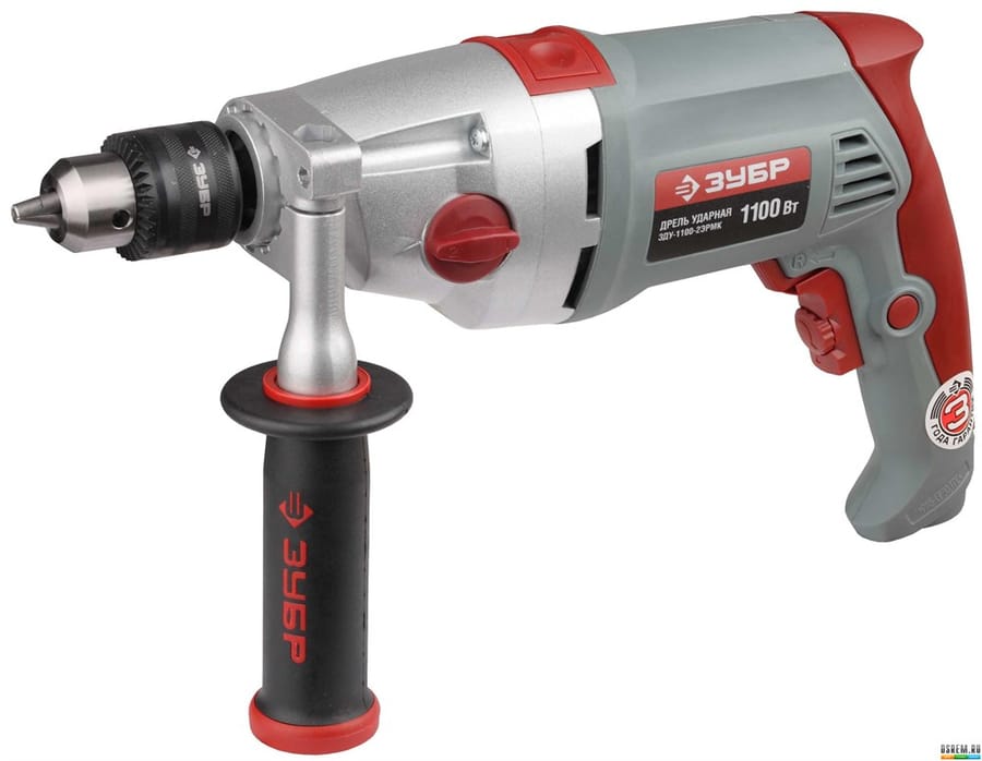 Дрель ударная ЗУБР "ПРОФЕССИОНАЛ", 2-скор., мет. корпус редуктора, патрон 13мм, 1100Вт, кейс, артикул УТ000071857