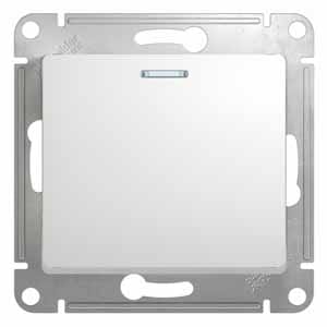Выключатель GLOSSA белый 1-кл с подсвет. 10А\250В (Schneider Electric), артикул GSL000113