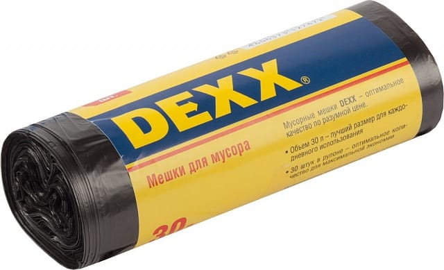 Мешки для мусора DEXX, черные 60л, 20шт., артикул 39150-60