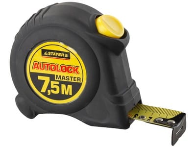 Рулетка  7.5мх25мм STAYER "MASTER" "AUTOLOCK", корпус с резиновым напылением, автостоп, артикул 2-34126-07-25