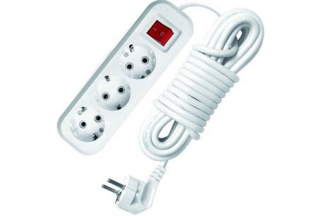 Удлинитель 3гнезда х 7м с заземлением белый (ПВС 3*1,0)  UNIVersal, артикул 19140