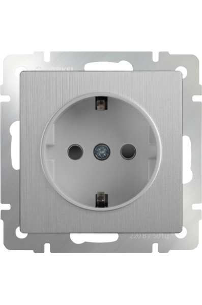 Розетка В Рамку Одинарная с Заземлением Серебряный рифленый IP20   Универс Werkel, артикул УТ000047705