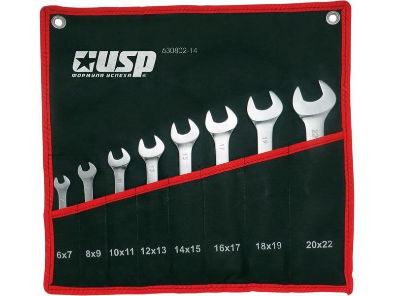 Ключи рожковые "USP" 6-22 мм, тетроновый чехол  (набор 8шт), артикул УТ000052438