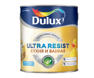 Краска ВД Dulux Ultra Resist КУХНЯ и ВАННАЯ BW матовая 2,5л, артикул УТ000051936