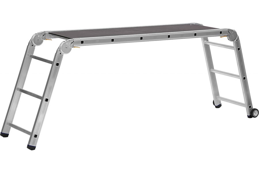 Подмости рабочие СИБИН ПРОФ 3x6x3 ступени , алюминиевые , складные с колесами и съемной площадкой., артикул УТ000093395