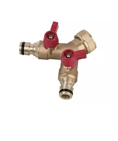 Полив Адаптер-тройник 3/4" ВР с 2-мя кранами ЛАТУНЬ TIM, артикул 61145