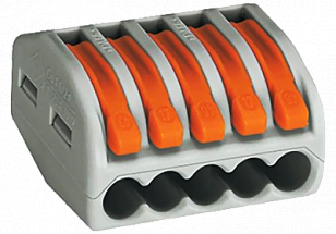 Клемма WAGO 5х(0,08-4) с рычагом, артикул 222-415