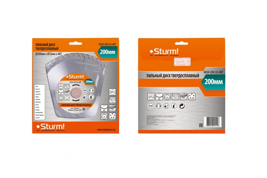 Диск пильный размер 200x32x48 зубов С ПЕРЕХОД. КОЛЬЦОМ НА 30мм Sturm!, артикул УТ000093342