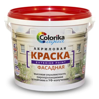 Краска ВД "Colorika Agua" фасадная белая 14кг, артикул УТ000061656