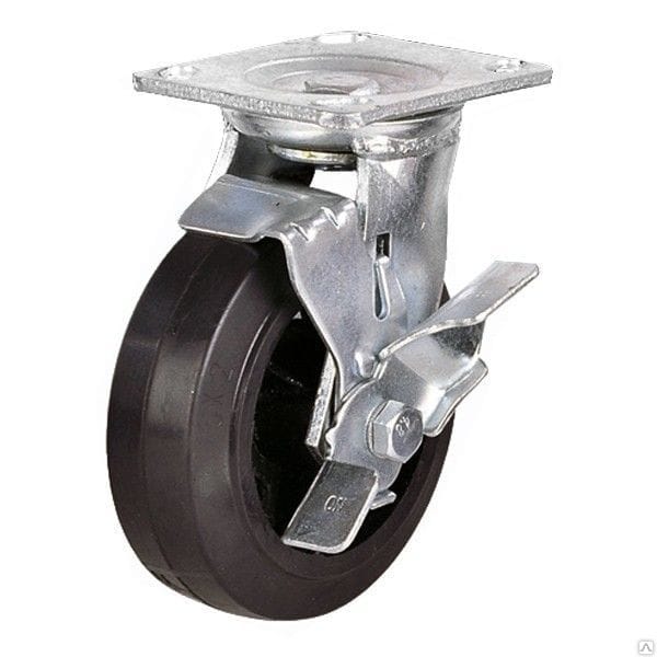 Колесо SCd 63 б/г поворотное обрезиненное с тормозом, артикул УТ000064950