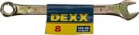 Ключ комбинированный гаечный DEXX, желтый цинк, 24 мм, артикул 27017-24