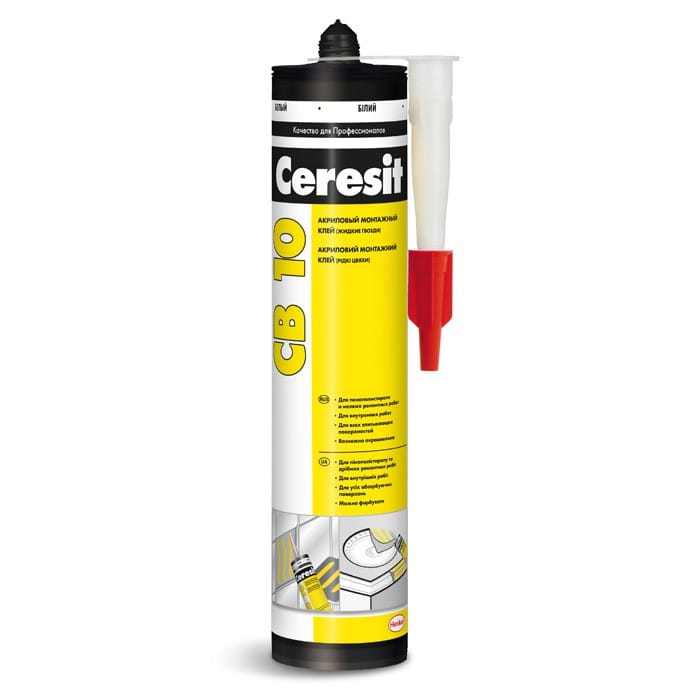 Клей CERESIT CB10 монтажный для пенополистирола белый 400гр (12), артикул 1864068
