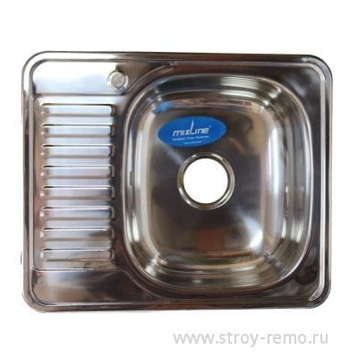 Мойка врез 48х58 (0,6) прав. вып 3 1\2 MIXLINE 15 см с сифоном, артикул УТ000078412