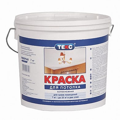 Краска ВД ТЕКС Универсал для потолков 7кг, артикул 24423