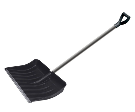 Лопата снеговая ЗИМА №9 520*380мм d-32,пластик черная с алл.черенком, артикул ЗИ-00692