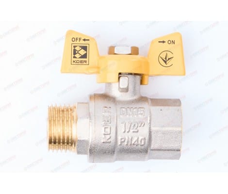 Кран шаровой KOER ГАЗ вн/нар  1/2 бабочка, артикул УТ000092504