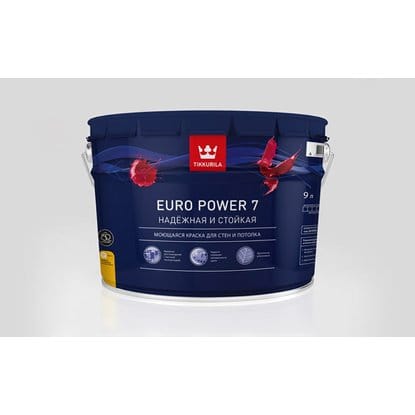 Краска ВД ТИККУРИЛА EURO EXTRA-20 моющаяся для влажных помещений 9л БАЗА С, артикул УТ000092796