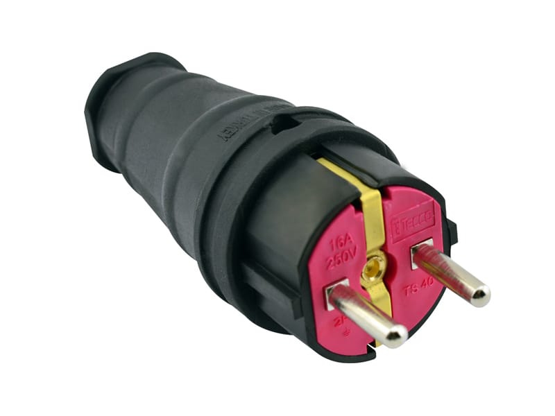 Вилка каучуковая прямая с/з 16А 250 Вт Еврослот, артикул 602227