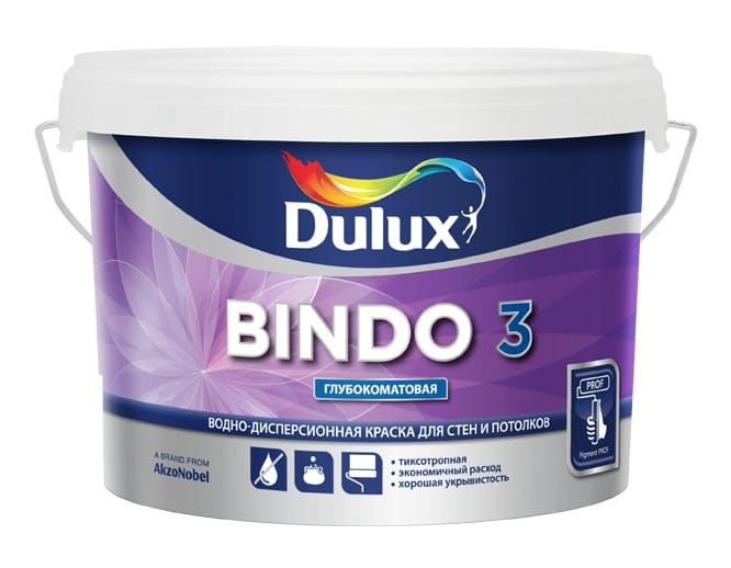 Краска ВД Dulux BINDO 3BW для стен и потолков 1л, артикул 5309019