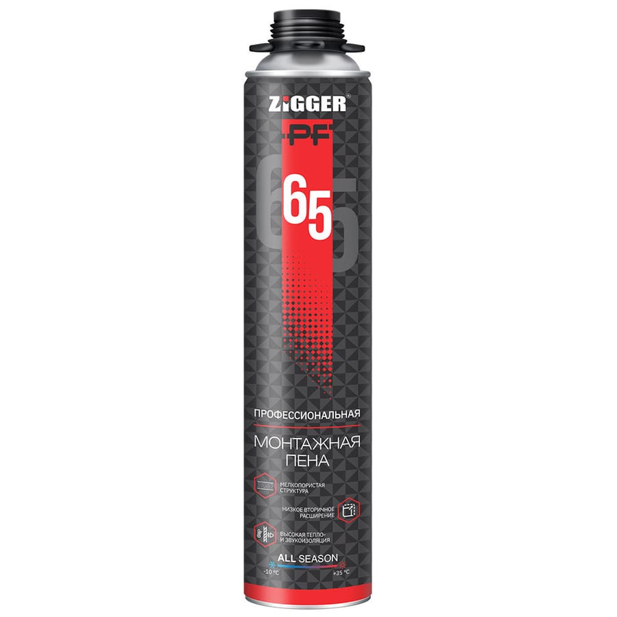 Пена монтажная Проф. "Zigger PF" 65L,850 мл. всесезонная (12), артикул 01-03-65