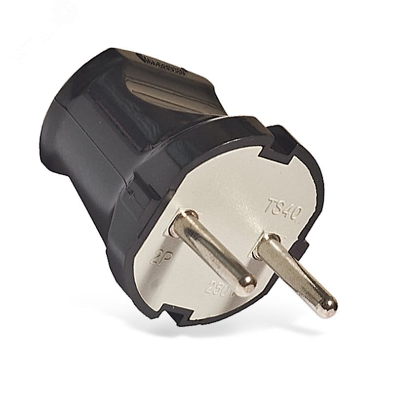 Вилка б/з Черная 6А 250В Еврослот, артикул А0113