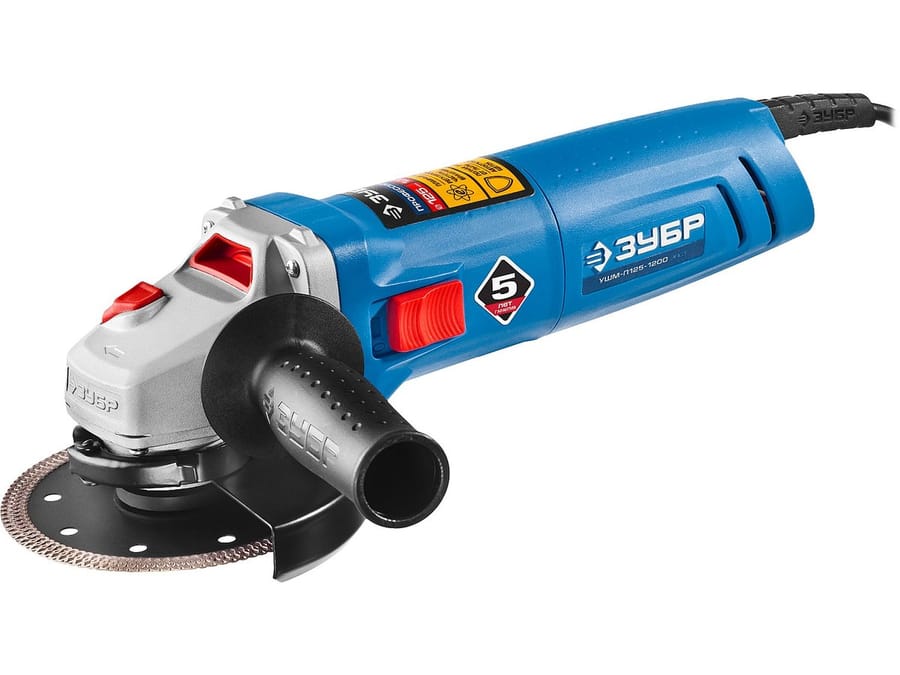 УШМ 125 мм 1400 Вт 9500 об/мин, плавный пуск, длинная ручка ЗУБР, артикул УШМ-П125-1400 ЭПСТ