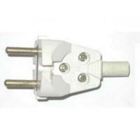 Вилка без заземления белая 6А 250В, артикул 1001