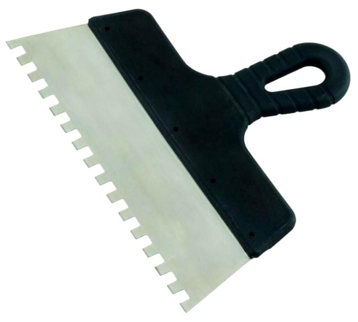 Шпатель зубчатый 250мм нержавеющая сталь с пластиковой ручкой зуб 10*10 мм  inWork, артикул 06640-1