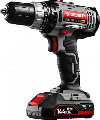 Дрель-шуруповерт. ЗУБР Li-Ion ,14.4В, 2 АКБ., артикул ДА-14,4-2ЛиКНМ2