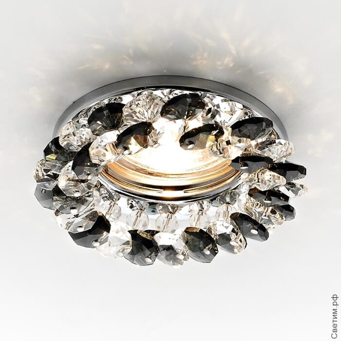 Светильник точечный Ambrella K206 BK/CH хром/черный хрусталь MR16, артикул 17062