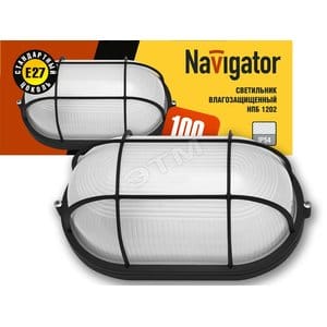 Светильник НПБ-60w термостойкий овальный с решеткой IP54 черный (Navigator), артикул УТ000032324