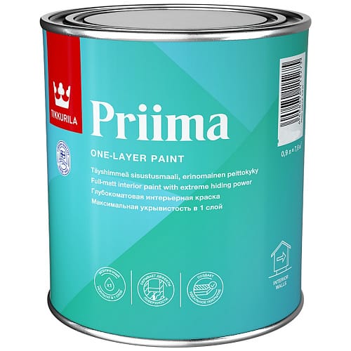 Краска ВД ТИККУРИЛА PRIMA интерьераня глубокоматовая  2,7л База А, артикул УТ000092883