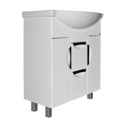 Кассиопея 75 Тумба для ванной белая с умывальником Элеганс - 75 (ПВХ), артикул УТ000045486