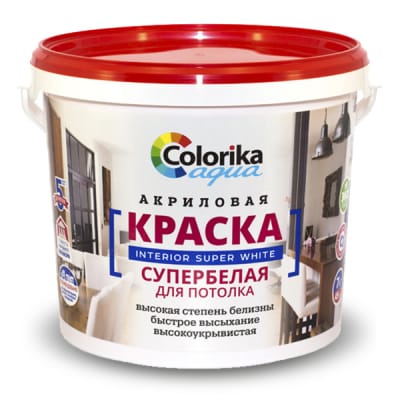 Краска ВД "Colorika Agua" супербелая для потолка 3кг, артикул УТ000045086