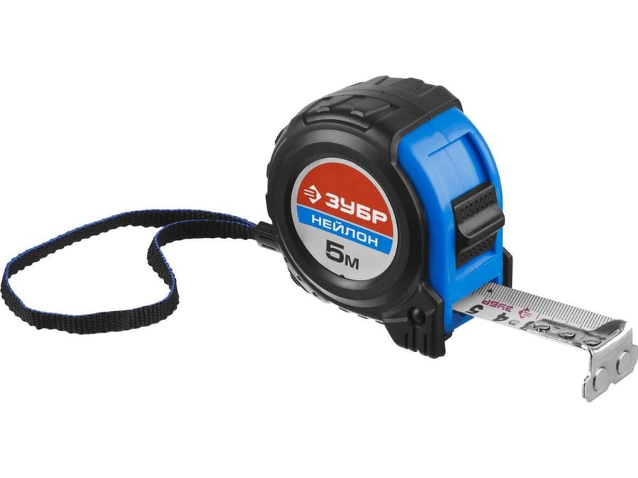 Рулетка  5,0мх19мм нейлоновое покрытие, упрочненное полотно, ударопрочный обрез.корпус,ЗУБР "Нейлон", артикул 34056-05-19_z01