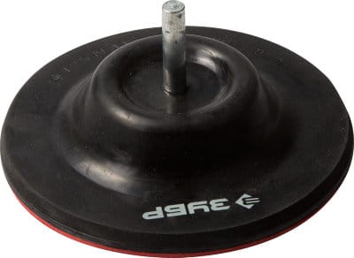 Тарелка опорная ЗУБР "МАСТЕР" резиновая для дрели под круг на липучке, d 125 мм, шпилька d 8мм, артикул 3577-125