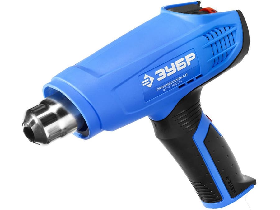 Фен технический ЗУБР ПРОФЕССИОНАЛ 2 режима, насадки, 350град/350л/мин, 550град/550л/мин, 1600Вт, артикул УТ000076343