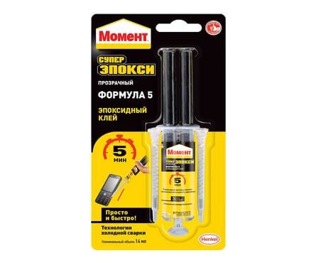 Клей эпоксидный "Момент" Супер Эпокси, ФОРМ.5 прозрачный 14мл, артикул УТ000089796