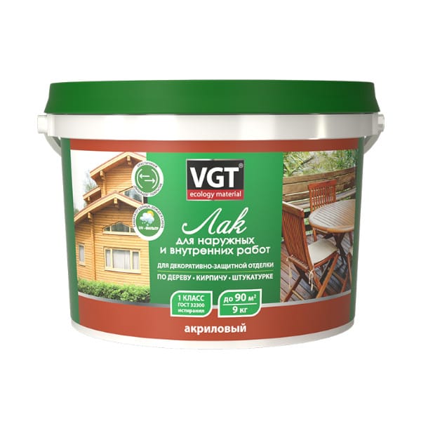 Лак акрил д/нар/вн работ матовый Бесцветный 0,9 кг. ВГТ, артикул 15026