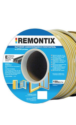 Уплотнитель Remontix самокл. резин. профиль E, белый 150 м., артикул УТ000093106
