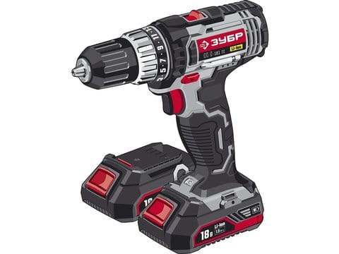 Дрель-шуруповёрт, 2АКБ, в кейсе, ЗУБР, ДШЛ-181, артикул ДШЛ-181 КН