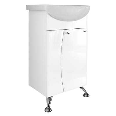Лаура-47 Тумба для ванной  белая с умывальником Дора 47 (ПВХ), артикул УТ000045495